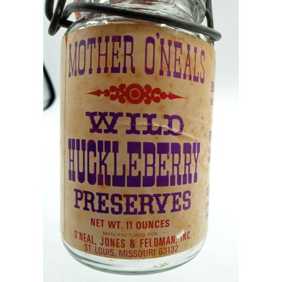 Glass Jar Mother ONeals Wild Huckleberry Preserves Wire Clamp Lid Vintage 11 Oz - Picture 10 of 14